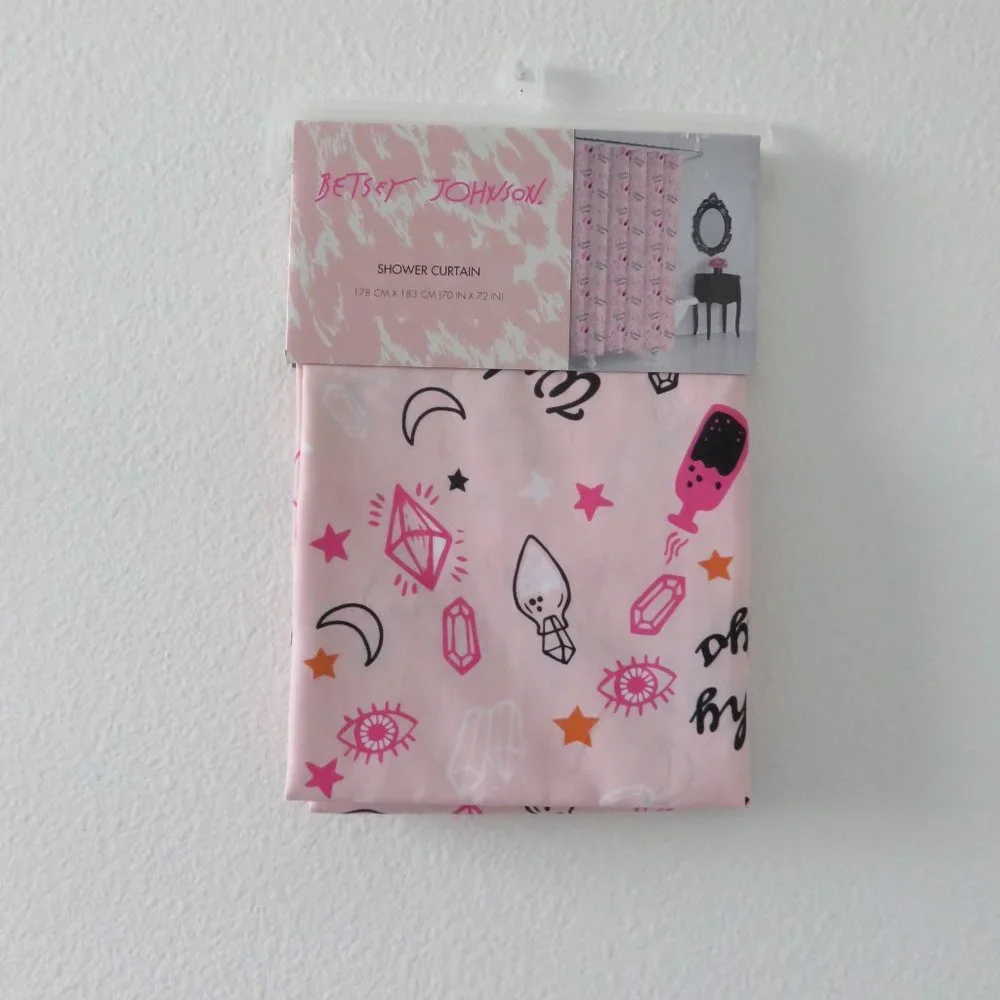 (#H) Betsey Johnson Witchy Ways Pink Shower Curtain